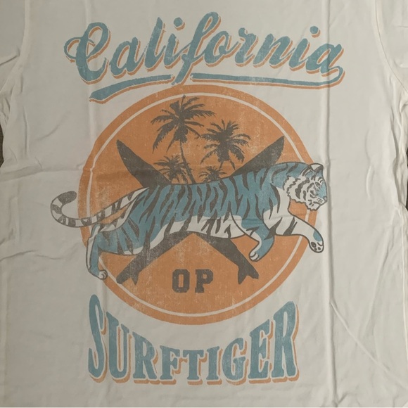 Recycled Karma California Surftiger Boyfriend Tee - Size M - White -NWOT - Picture 5 of 9